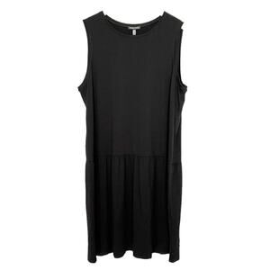 Eileen Fisher Round Neck Mini Dress Black Size XL NEW
